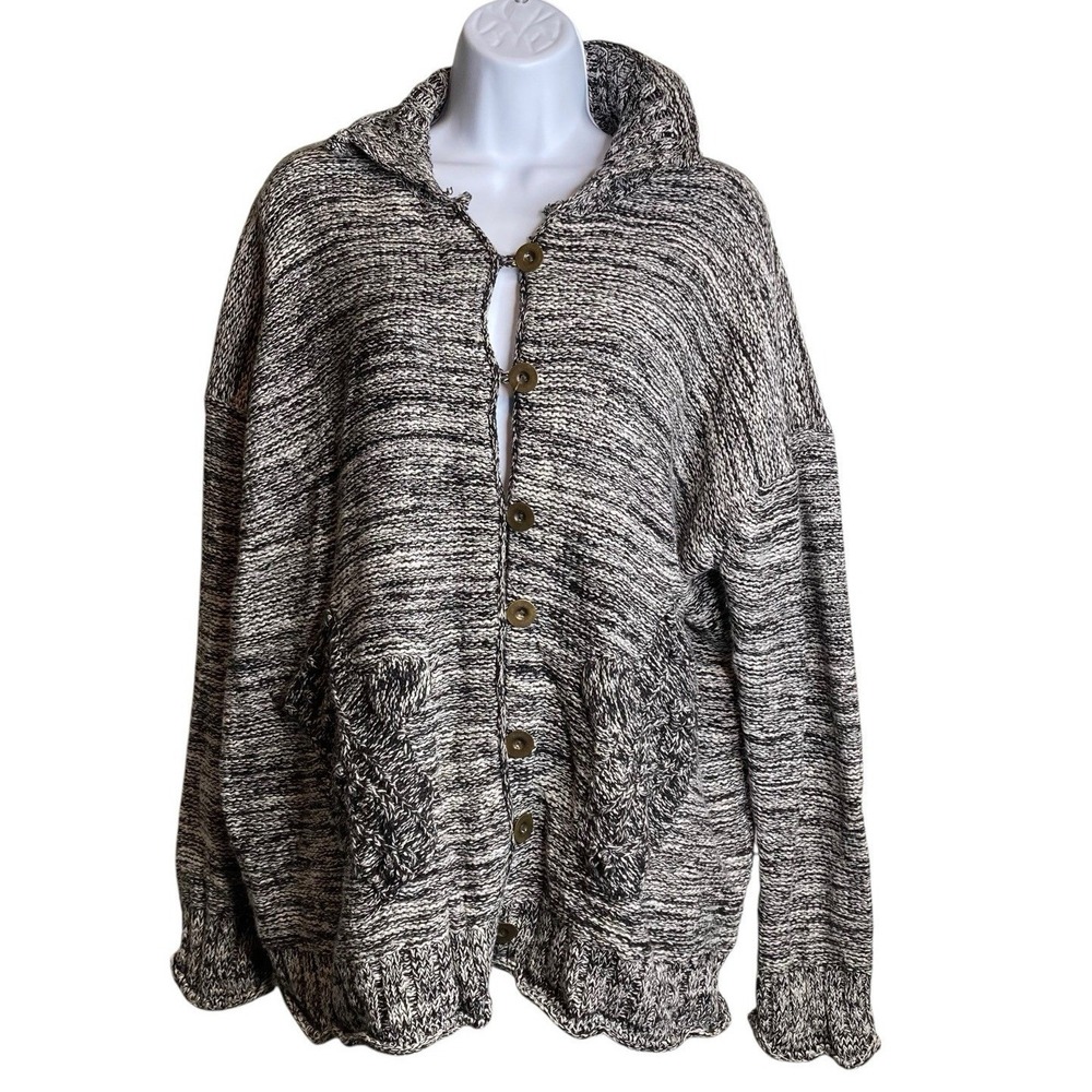VTG Y2K EXPRESS TRICOT Women's Gray Marled Hand Knit Oversized Sweater M Cozy